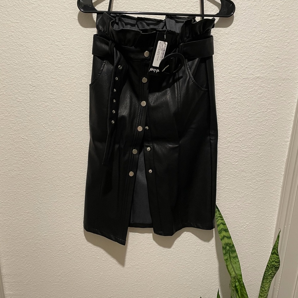 Paper bag Faux Leather Skirt